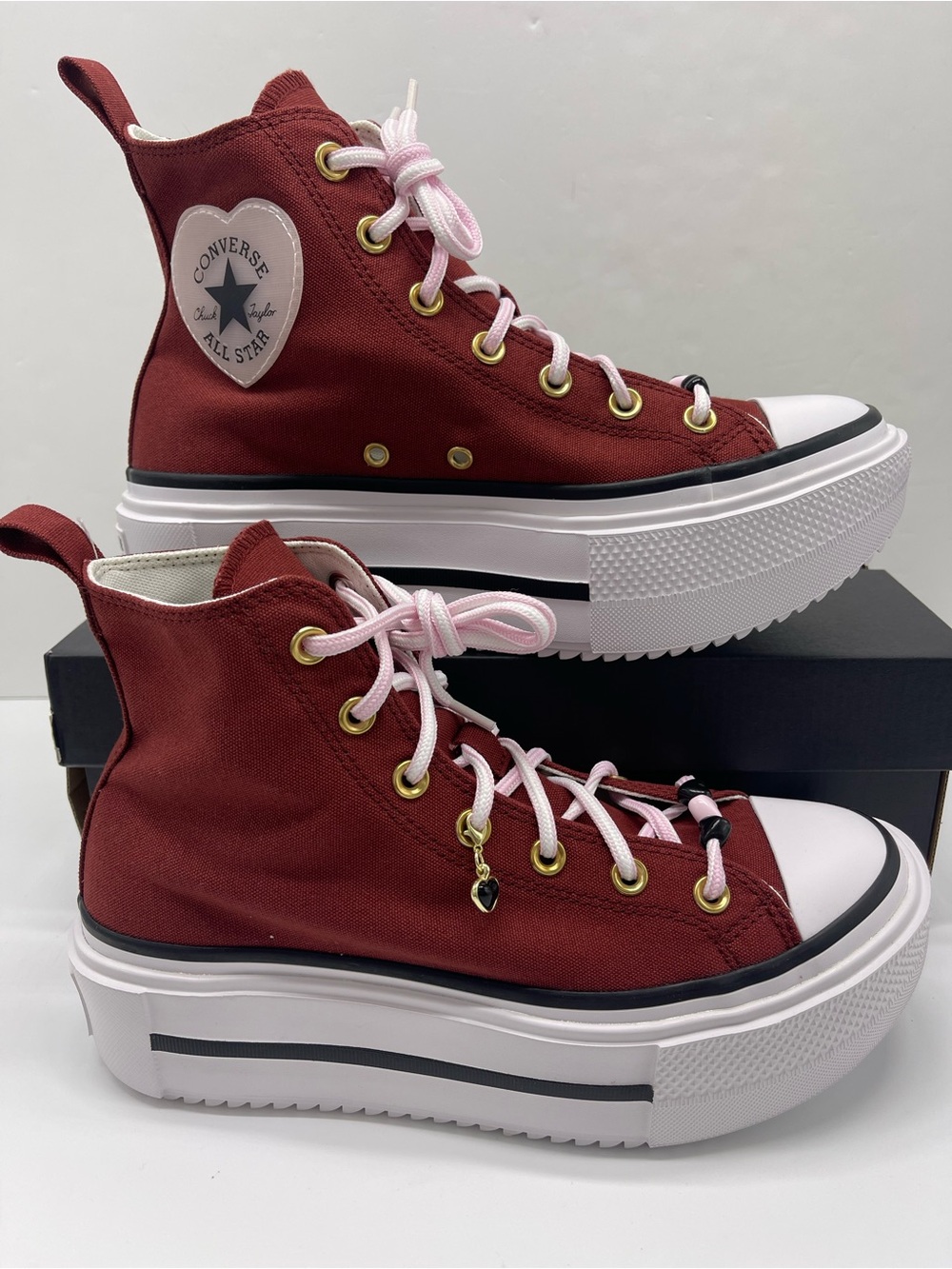 Converse CTAS LIFT DOUBLE STACK HI DEEP BORDEAU/SUGAR BERRY Platform Sneakers